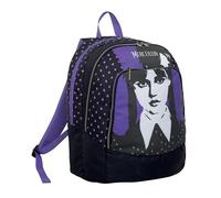 Zaino Scuola Doppio Scomparto, MERCOLEDÌ ADDAMS Viola e Nero, Tasca Porta Borraccia, Bambine e ragazze, Scuola Elementare e Medie