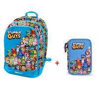 Zaino Scuola Dream Cross Stumble Guys Azzurro 2025-26 + Astuccio 3 zip completo