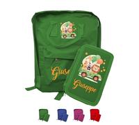 Zaino Scuola e Portapastelli Personalizzati Con Nome e Animali Giungla Bambini Materna Elementari Asilo Medio Unisex Zainetto Cartella Porta Pastelli Bimbo Bimba Gita Borsa Studenti Made in Italy