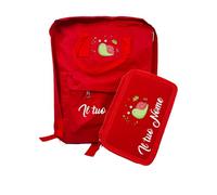 Zaino Scuola e Portapastelli Personalizzati Con Nome e Lumaca Bambini Materna Elementari Asilo Medio Unisex Zainetto Cartella Porta Pastelli Bimbo Bimba Gita Viaggio Borsa Studenti Made in Italy