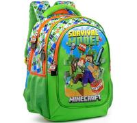 Zaino Scuola Elementare Bambini 43x33x15 cm - Multitasche Per Minecraft Fan - Schienale Ergonomico, Spallacci Imbottiti, Tasche Porta Borraccia, Grande Capacità e Design Brillante