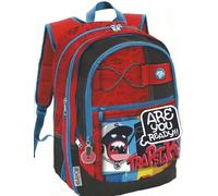 Zaino Scuola elementare media Bambino bimbo GoPop Trapstar 5 in 1 rosso e blu