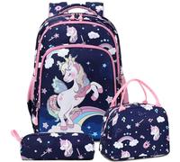 Zaino Scuola Elementare Ragazza Zaino Bambina Paillettes Unicorno 3 in 1 Set da Zainetto Scuola Primaria Ragazza Borse Scuola Backpack Set for Girls