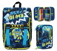 Zaino Scuola Estensibile Mitama Bambino+Astuccio con Contenuto