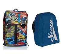 Zaino Scuola Estensibile SEVEN - ADVENTURE CAMO, Verde Militare, 28 Lt + Coprizaino Antipioggia Impermeabile