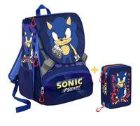 Zaino Scuola Estensibile Sonic The Hedgehog + Astuccio 3 Zip