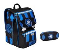 Zaino Scuola F.C. Inter nerazzurro estensibile by Seven + astuccio zip ovale + 7 penne a scatto e portachiave calcio