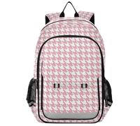 Zaino scuola impermeabile per bambini 8-12: moderni bookbags per ragazzi e ragazze della sesta elementare in colori assortiti - Classica Peach White Houndstooth