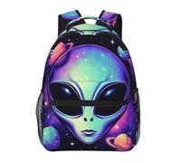 Zaino Scuola Lavabile Daypack Alien And Ufo Space Universe Art Portatile Zaino Bambini per Trekking Esterni Uomo 29X40cm