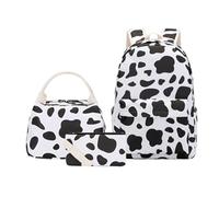 Zaino scuola multi colore per bookbag con contenitore per il pranzo e astuccio per matite zaino per ragazze adolescenti per la scuola superiore popolare, Nero , Etichettalia unica