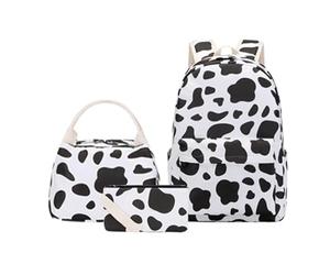 Zaino scuola multi colore per bookbag con contenitore per il pranzo e astuccio per matite zaino per ragazze adolescenti per la scuola superiore popolare, Nero , Etichettalia unica