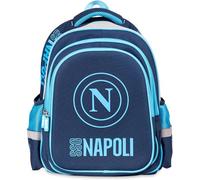 Zaino Scuola Napoli Blu Rotondo 4 Tasche Dimensioni 32x40x24 20L con Borraccia Omaggio + Portachiavi in Regalo