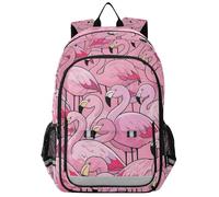 zaino scuola per bambini 8-12: borsa moderna libri per bambini in colori assortiti - Cartoon Cute Flamingos Pink