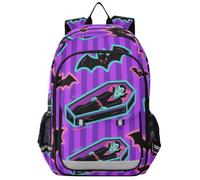 Zaino scuola per bambini ragazzi 8-12: librerie regolabili da donna in colori assortiti - Vampire Tomb Bats Purple