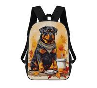 Zaino Scuola per Bambini Stampato 3D Dog And Sushi Zaino Zaini Sportivi Per Ragazzi E Ragazze Zaino Moda, Black Dog Espresso, 17"