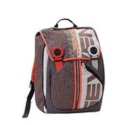 Zaino scuola sdoppiabile SEVEN - CIRCUIT - Grigio Arancione estensibile - 28 LT - auricolari stereo inclusi elementari e medie inserti rifrangenti