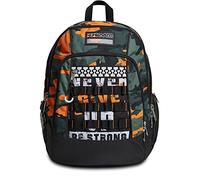 Zaino Scuola Seven Advanced - Camoupix Boy Ragazzo - Arancio, Verde militare - Doppio scomparto - Tasca porta borraccia