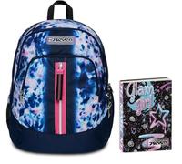 Zaino Scuola Seven Advanced, CLOUDY SHAPES, Blu Rosa, Zaino Doppio Scomparto con USB PLUG, Tasca Porta Borraccia + Seven Diario 12 Mesi, Nero, Ragazza