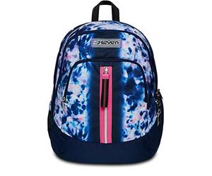 Zaino Scuola Seven Advanced - CLOUDY SHAPES - Blu Rosa - Zaino Doppio Scomparto con USB PLUG - Tasca Porta Borraccia