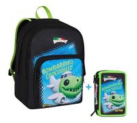 Zaino Scuola Seven Bombardiro Crocodillo Brainrot + Astuccio 3 zip