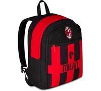 Seven Milan Zaino Doppio Scomparto, Rosso e Nero, Squadra Calcio, Tasca Frontale con Zip e Tasca per Borraccia, Bambino, Scuola Elementare