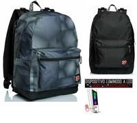 Zaino Scuola SEVEN Reversibile THE DOUBLE cyberspace NERO 29lt con LED