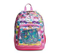 Zaino Scuola SJ Advanced - Colorbow Girl Bambina - Doppio Scomparto - Rosa con tasca con diverse fantasie - Flip System