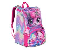 Zaino Scuola Sj Gang Cat Lady Gattina estensibile By Seven per elementare Bambina + 7 penne a scatto e portachiave pailettes
