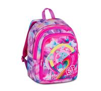 SJ GANG STYLE JAM GANG Zaino Scuola Advanced JOYFUL PINS GIRL, Rosa, 29L, Doppio Scomparto, Inserto arcobaleno con pins,Tasca frontale, Tasca portaborraccia, Scuola elementare, Bambina