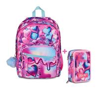 Zaino Scuola SJ Seven Gang Ever Pink Beat Doppio Scomparto + Astuccio 3 Zip