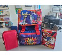 ZAINO SCUOLA SONIC CON ASTUCCIO DIARIO SET 3 PEZZI ELEMENTARE OFFERTA PROMOZIONE