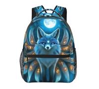Zaino Scuola Stampa Borse da Scuola Magical Nine Tailed Fox Art Classico Zaino da Viaggio per Ragazzi Esterni Campeggio 29X40cm