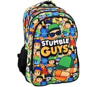 Zaino Scuola Stumble Guys Tondo 3 Scomparti zip per bambini primaria media + astuccio 3 piani completo + Diario + Borsa termica 21 cm pranzo merenda + Set scrittura e portachiave personaggio