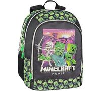 Zaino Scuola Tondo compatibile con Minecraft per bambini + 7 Penne Scatto cancellabili e portachiave fischietto