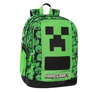Zaino Scuola Tondo compatibile con Minecraft Pixel per bambini + 7 Penne Scatto cancellabili e portachiave fischietto
