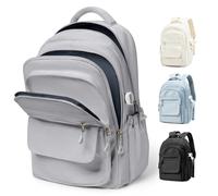 Zaino Scuola Università Superiore Media Uomo Donna, Zaini Ragazzo Ragazza Multitasche Leggero, Zainetto Tempo Libero Capiente Adolescente,Zaino PC 14 Pollici Impermeabile(Grigio)