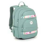 Zaino scuola VIKI dalla 5a classe (circa 145 cm), ergonomico con retro in schiuma pressata, impermeabile e leggero, zaino da 25 l con cintura toracica, zaino con scomparto per laptop., menta, groß und