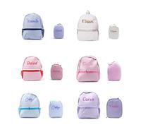 zaino seersucker, scatola per il pranzo seersucker, zaino seersucker personalizzato, regalo di compleanno del ragazzo, borsa per pannolini, Rosa, lunch bag
