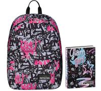 Zaino Seven Monoscomparto ImusicPack, Rosa e Nero, Con Cuffie Wireless Incluse, Tasca Porta Pc, Viaggio e Scuola + Seven Diario 12 Mesi, Nero, Ragazza