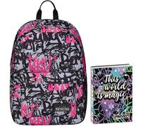 Zaino Seven Monoscomparto ImusicPack, Rosa e Nero, Con Cuffie Wireless Incluse, Tasca Porta Pc, Viaggio e Scuola + Seven Diario 12 Mesi, Nero, Ragazza