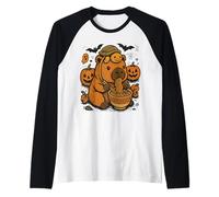 Zaino Spooky Capybara e Tartaruga Ramen Kawaii Halloween Maglia con Maniche Raglan