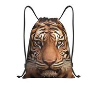 Zaino Sportivo 3D Tiger Head Spazioso Borsa Coulisse Stringa Impermeabile Sacca da Palestra per Spiaggia Vacanze Sport 39X46Cm