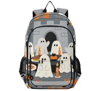 zaino sportivo per bambini 8-12: borse regolabili per libri universitari in colori assortiti - Cartoon Halloween Feast