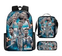 Zaino stampato con la stella del calcio Messi, set da tre pezzi, per bambini, scuola elementare, studenti,