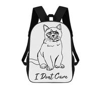 Zaino Stampato In 3D Per Bambini Vintage Paint Wolf Borsa Da Viaggio Leggero E Alla Moda Per Scuola E Viaggi Degli Studenti, Cool Cat In Minimalist Art, 17"