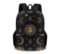 Zaino Sun Moon Star Gold Black Backpack Unisex Zaini Resistente Daypack Per Office Computer Campeggio