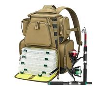 Zaino Tackle - Borsa organizer impermeabile per canne e esche, Kaki, Vedere | Contenitore per attrezzatura da pesca all'aria aperta, pescatori, uomini, genitori, sposi, ruscelli, laghi, fiumi, imballaggi