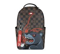 Zaino Tempo Libero Disegno38 Bear CR Group | 20L | Uomo Donna | Marrone Fantasia Quadretti con Orso e Lupo Rosso | Vano Laptop | Orsetto Maxi
