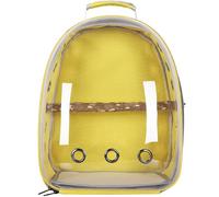 Zaino Trasparente for Pappagalli, Zaino for Il Trasporto di Uccelli, Gabbia Trasparente for Pappagalli con 1 Bastone in Legno, Trespolo for Animali da Viaggio(Yellow)