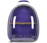 Zaino Trasparente for Pappagalli, Zaino for Il Trasporto di Uccelli, Gabbia Trasparente for Pappagalli con 1 Bastone in Legno, Trespolo for Animali da Viaggio(Purple)
